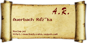 Auerbach Réka névjegykártya